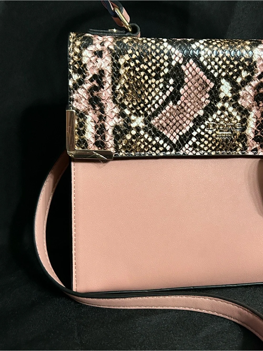 Dune London Pink Snake-Print Top Handle Crossbody Bag Sanitizer Holder NWOT